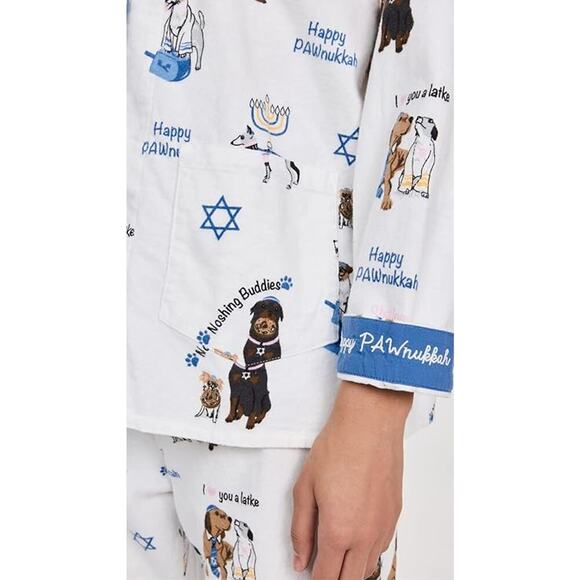 P.J. Salvage Loungewear Flannels Pajama Pj Set Happy Pawnukkah Print Size Medium - Picture 8 of 13